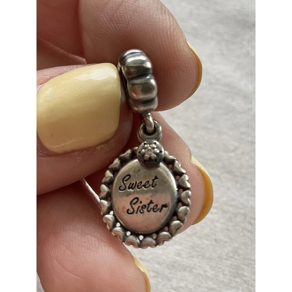 retired Pandora Sweet Sister Dangle Charm ALE 925 Sterling Silver